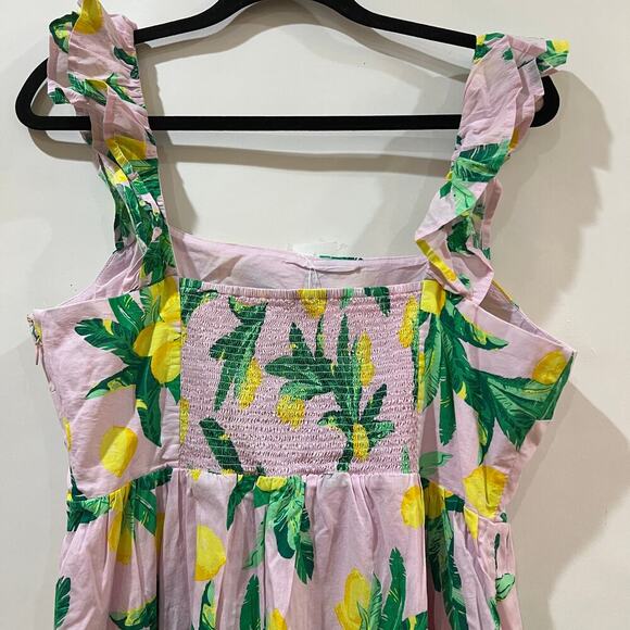 J. Crew Factory Square Neck Midi Dress Lemon Print Size 12 - Picture 7 of 11